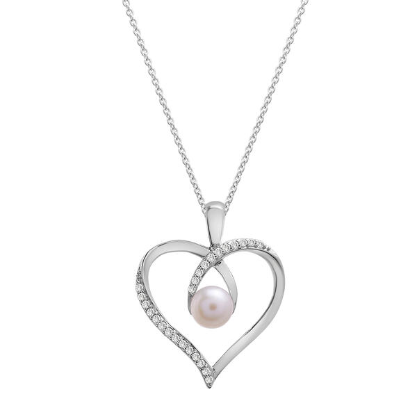 Diamond Classics&#40;tm&#41; 1/10ct Ida Pearl Heart Pendant - image 