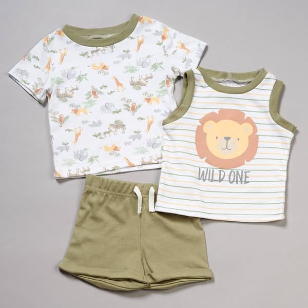 Baby Boy &#40;12-24M&#41; Chick Pea&#40;R&#41; 3pc. Wild One Safari Shorts Set - image 