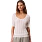 Womens Calvin Klein Short Sleeve Scoop Neck Pointelle Sweater - image 1