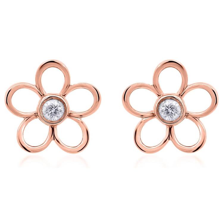 Diamond Classics™ Rose Gold 1/5ctw. Diamond Flower Earrings