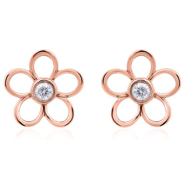 Diamond Classics™ Rose Gold 1/5ctw. Diamond Flower Earrings