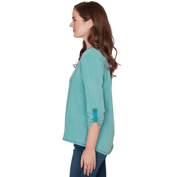 Petite Ruby Rd. Renaissance Romance 3/4 Sleeve V Neck Tee
