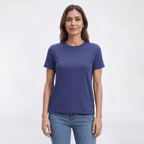 Womens Hasting & Smith Short Sleeve Tee with Side Buttons