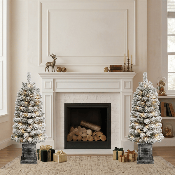 Puleo International 3.5ft. LED Spruce Christmas Trees - Set of 2