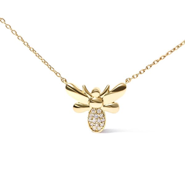 Haus of Brilliance 10kt. Gold Diamond Bumble Bee Pendant - image 