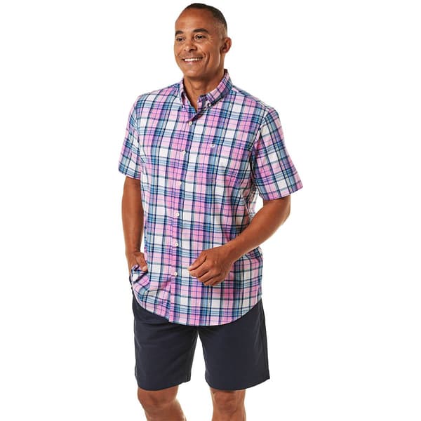 Mens Chaps Short Sleeve Stretch Button Down Shirt - Nautical - image 