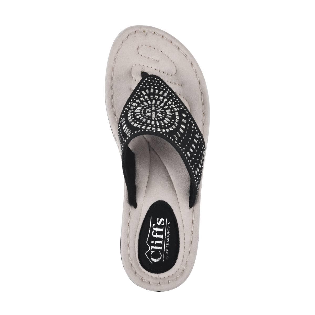 Womens Cliffs by White Mountain Cienna Wedge Thong Sandals