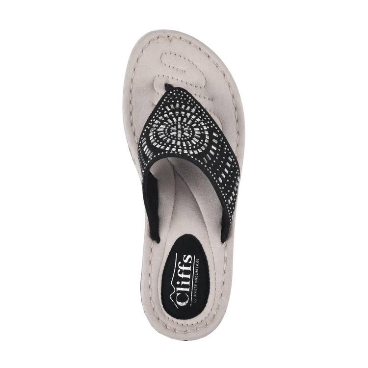 Womens Cliffs by White Mountain Cienna Wedge Thong Sandals