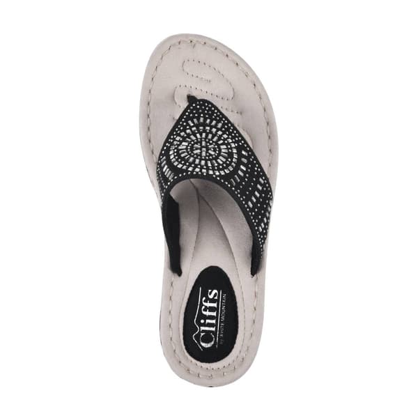 Womens Cliffs by White Mountain Cienna Wedge Thong Sandals