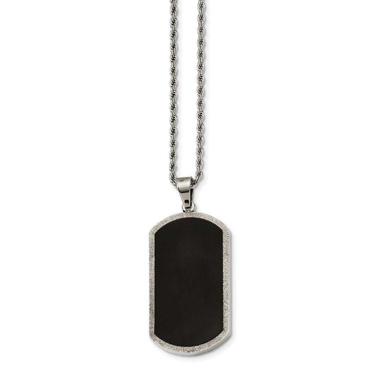 Mens Gentlemen's Classics(tm) Black Laser Cut Dog Tag Necklace