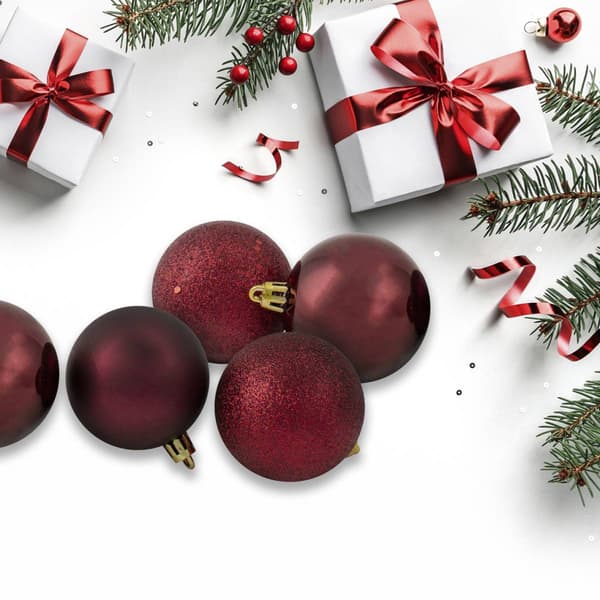 Northlight Seasonal 24ct. Burgundy Christmas Ball Ornaments