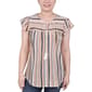 Petite NY Collection Cap Sleeve Tuwa Stripe Tie Neck Blouse - image 1