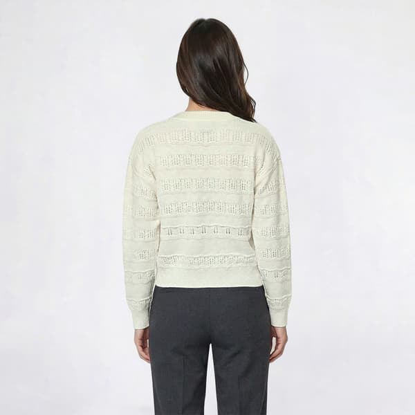 Womens Nicole Miller Long Sleeve 3D Floral Woven Sweater
