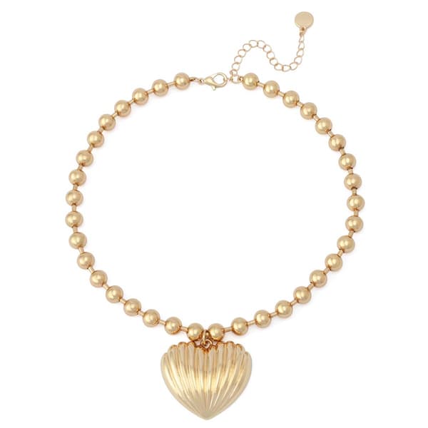Steve Madden Fluted Heart Pendant Necklace - image 