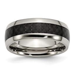Mens Endless Affection(tm) Polished Black Carbon Fiber Inlay Band