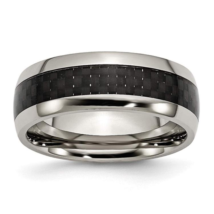 Mens Endless Affection(tm) Polished Black Carbon Fiber Inlay Band