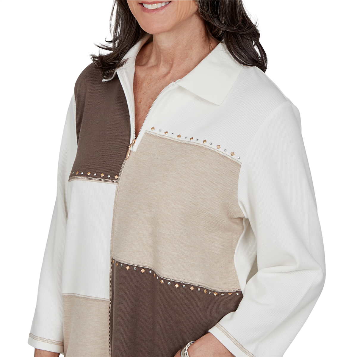 Womens Alfred Dunner Luxe Be A Lady Color Block Sweatshirt