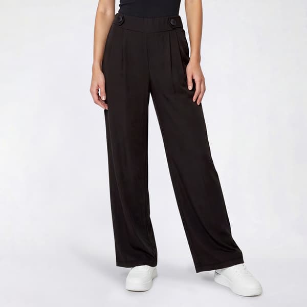 Womens Robert Louis Silky Side Tab & Button Solid Wide Leg Pants - image 