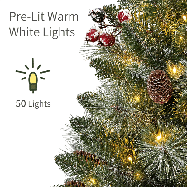 Puleo International 3ft. Pre-Lit Snowy Christmas Tree in Basket