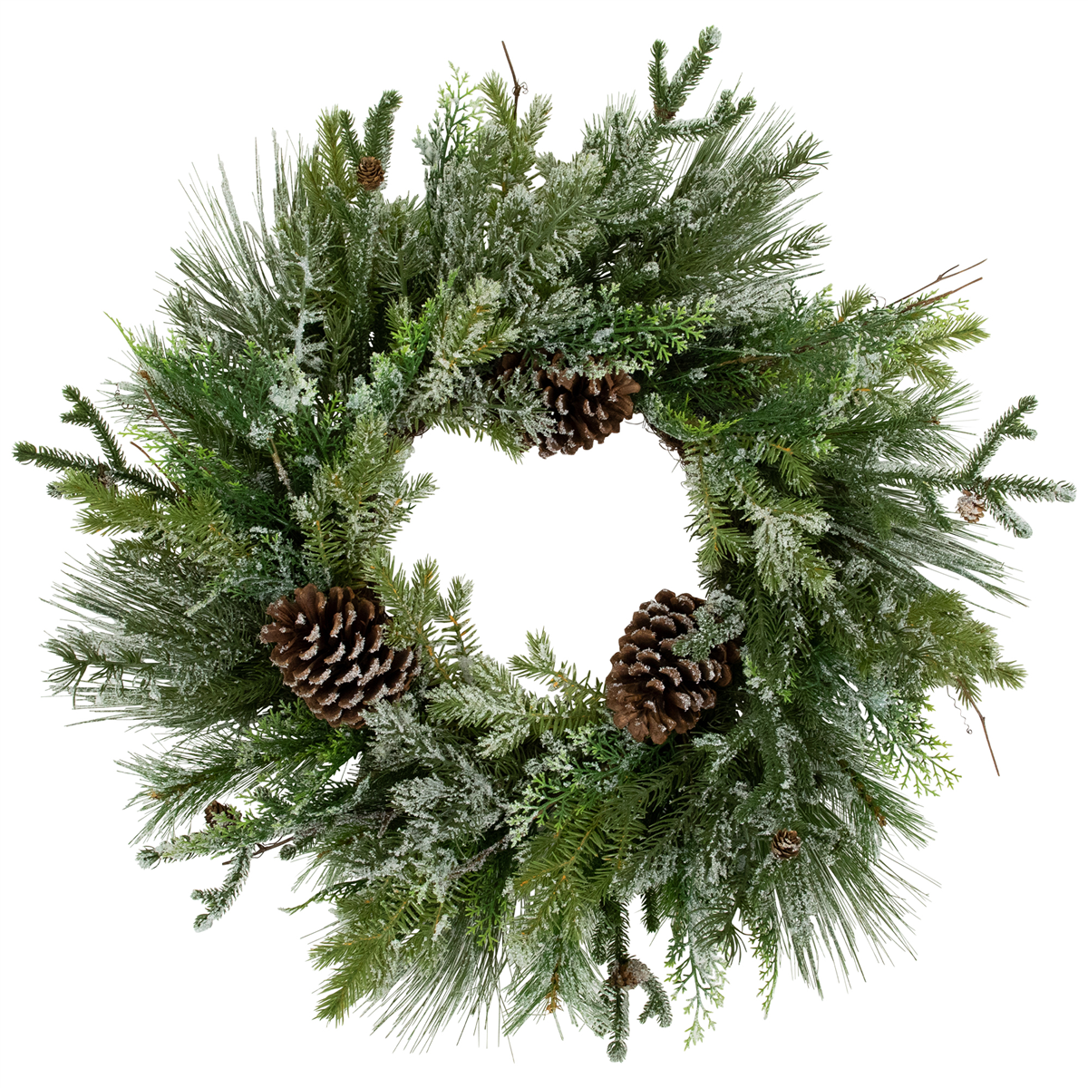 Northlight 28in. Frosted Mixed Pine & Cedar Christmas Wreath