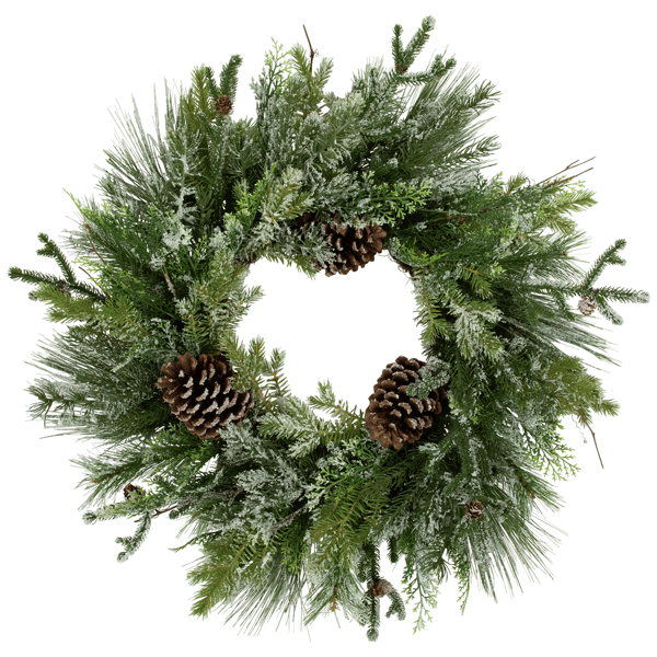 Northlight 28in. Frosted Mixed Pine & Cedar Christmas Wreath