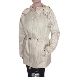 Womens Capelli Solid Cinched Waist Rain Slicker