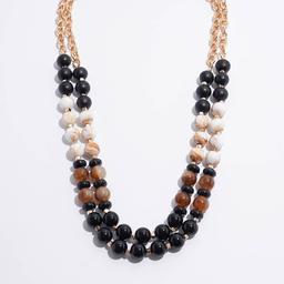Ashley Cooper(tm) Gold-Tone Black Marble Beaded Accent Necklace