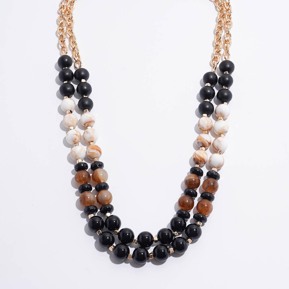 Ashley Cooper(tm) Gold-Tone Black Marble Beaded Accent Necklace