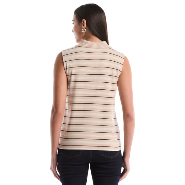 Womens Rafaella® Sleeveless Collared Striped Polo