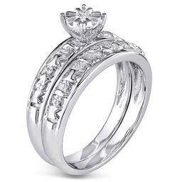Loveblooms™ Sterling Silver Diamond Bridal Ring Set