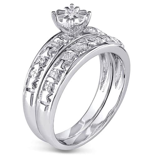 Loveblooms™ Sterling Silver Diamond Bridal Ring Set
