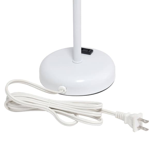 LimeLights White Stick Lamp w/Charging Outlet/Grey Shade-Set of 2