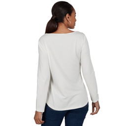 Womens Ruby Rd. Happy Holidays Long Sleeve Snow Globe Tee