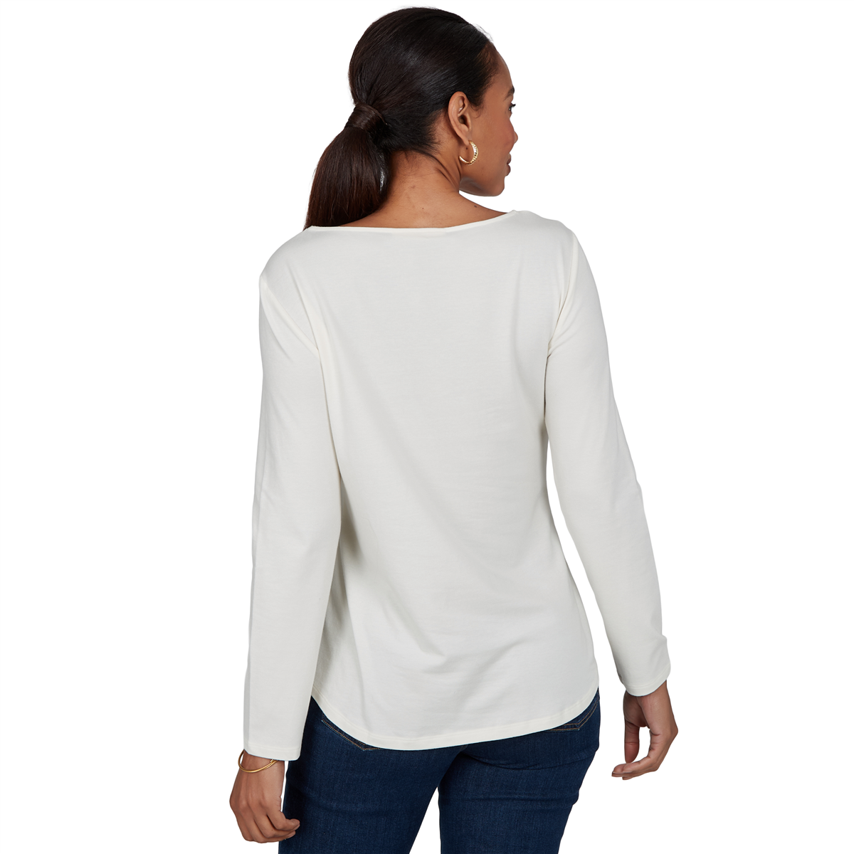 Womens Ruby Rd. Happy Holidays Long Sleeve Snow Globe Tee