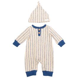 Baby Boy &#40;NB-9M&#41; Tahari Baby Fleece Lined Arrow Jumpsuit w/ Hat