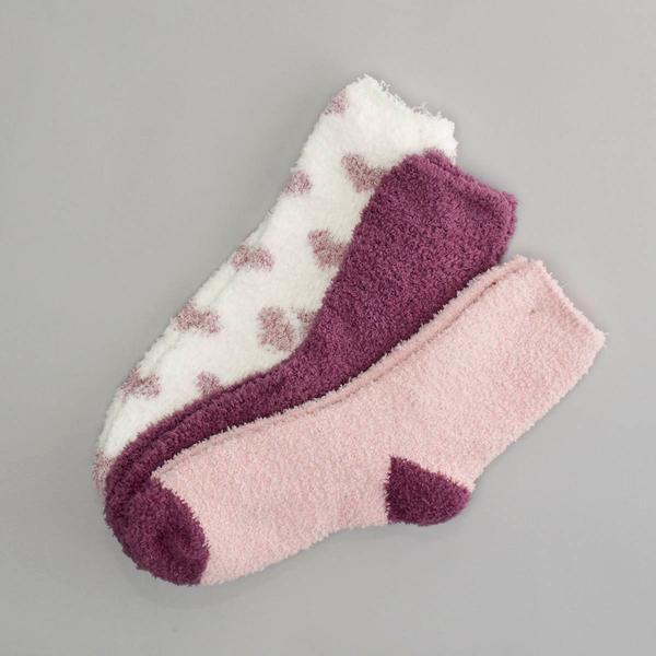 Womens Cuddl Duds(R) 3pk. Tweed Heart Cozy Crew Socks - image 