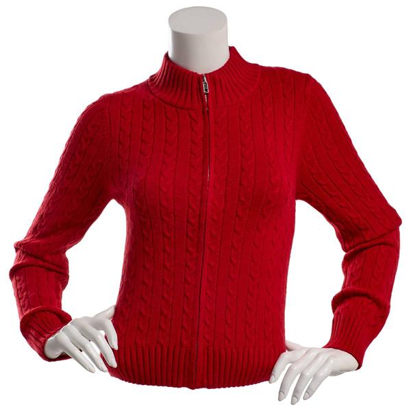 Juniors Madden Girl Sponge Cable Mock Neck Zip Front Jacket - image 