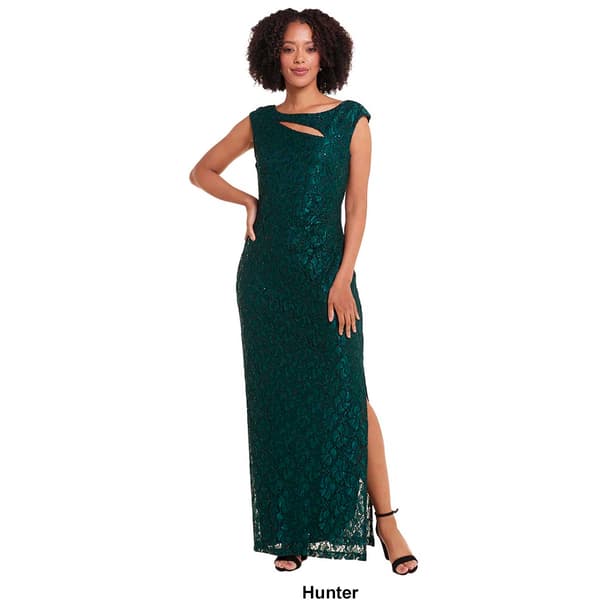 Womens Connected Apparel Sleeveless Sequin Lace Cutout Dress