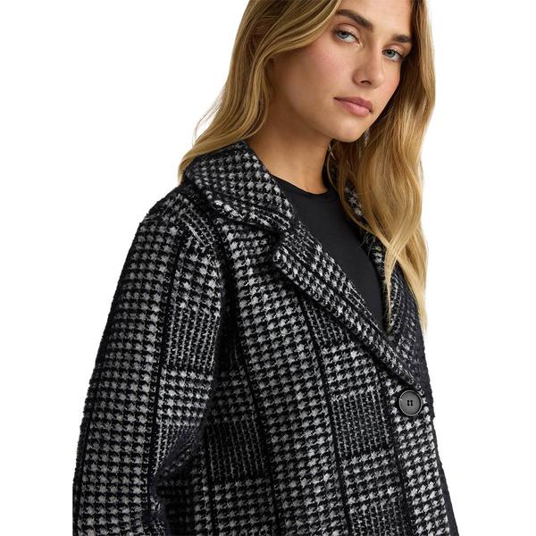 Womens NVLT Plaid Notch Collar & Patch Pockets Coatigan