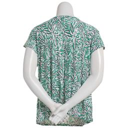 Plus Size Emily Daniels Short Sleeve Tropical Leaf Button Blouse