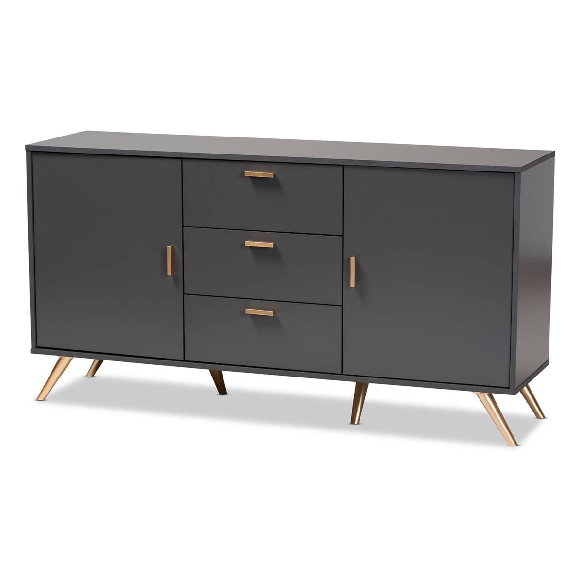 Baxton Studio Kelson Grey & Gold Wood 2-Door Sideboard...