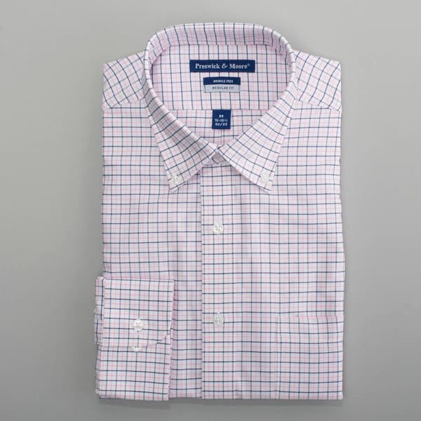 Mens Preswick & Moore(R) Regular Fit Plaid Dress Shirt - Pink/Blue - image 