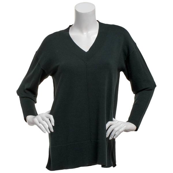 Petite Preswick & Moore(R) Long Sleeve Solid V-Neck Sweater - image 