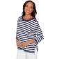 Petites Alfred Dunner Port Side Pique Stripe Button Detail Top - image 1