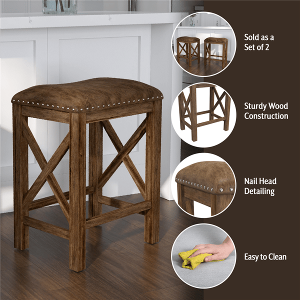 HH2 Home Willow Bend Backless Counter Height Stools - Set of 2