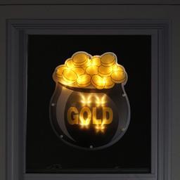 Northlight LED St. Patrickft.s Day Pot of Gold Window Silhouette