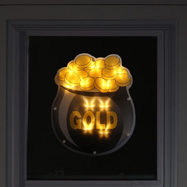 Northlight LED St. Patrickft.s Day Pot of Gold Window Silhouette