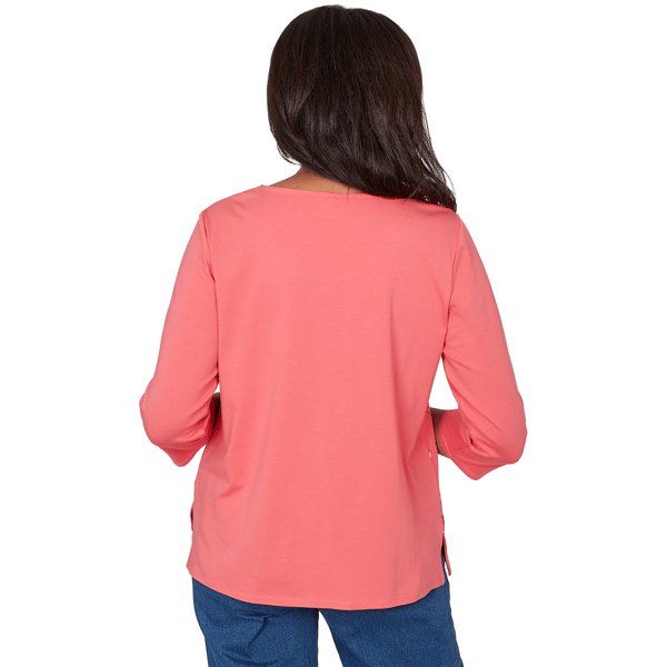 Womens Alfred Dunner Austin 3/4 Sleeve Etched Floral Blouse