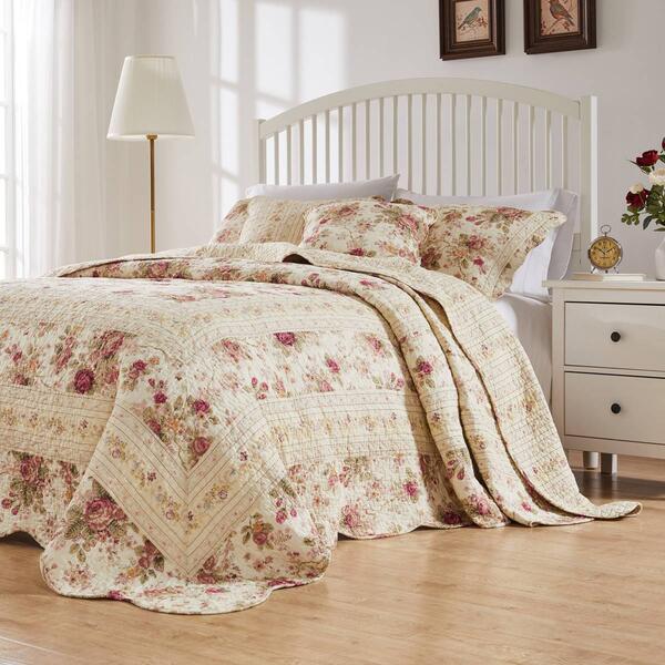 Greenland Home Fashions&#40;tm&#41; Antique Rose Ecru Bedspread Set - image 