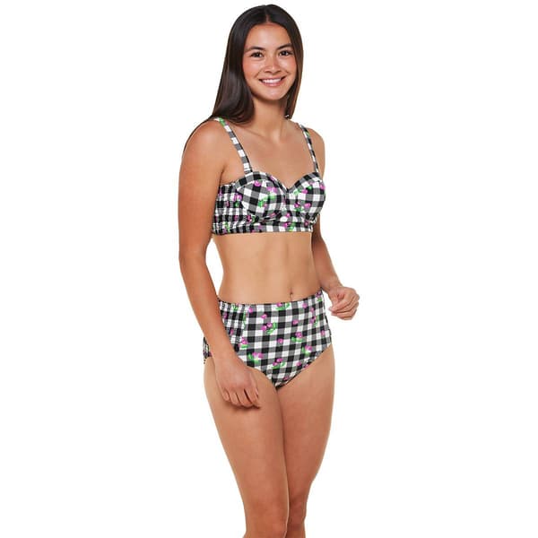 Juniors Betsey Johnson 2pc. Corset Bikini Pushup Gingham Swim Set - image 